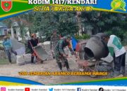 Babinsa Koramil Unaaha Gotong Royong Cor Jembatan Aramco Bersama Warga