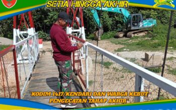 Jembatan Perintis Garuda Makin Cantik, Kodim 1417/Kendari dan Warga Kebut Pengecatan Tahap Akhir