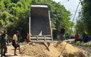 Satgas TMMD Ke-129 Pacu Penyelesaian Talud Jalan Demi Kelancaran Akses Warga