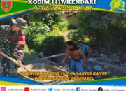 Wujud Nyata Kemanunggalan TNI, Babinsa Koramil 1417-04/Lainea Bantu Warga Perbaiki Drainase