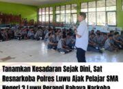 Tanamkan Kesadaran Sejak Dini, Sat Resnarkoba Polres Luwu Ajak Pelajar SMA Negeri 3 Luwu Perangi Bahaya Narkoba