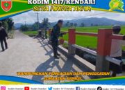 Babinsa Koramil 1417-06/Unaaha Rampungkan Pengacian dan Pengecatan Jembatan Armco di Desa Nambeaboru