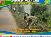 Sinergi TNI-Rakyat di Konawe: Babinsa Sampara Bahu Membahu Bersihkan Jalan Laosu