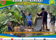 Sinergi Babinsa 1417-10/Moramo dan Warga Desa Baki Taru Percepat Pembangunan Jembatan Beton Tahap V