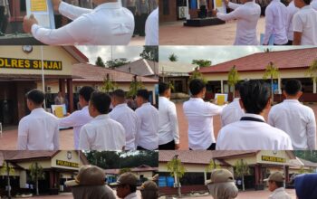 Polres Sinjai Teguhkan Jiwa Pengabdian Personel Lewat Pembacaan Tribrata, Catur Prasetya dan Panca Prasetya Korpri.