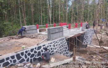 Kian Kokoh! Jembatan Beton Suka Maju Terus Dikebut, Kodim 1413/Buton Perkuat Akses Warga