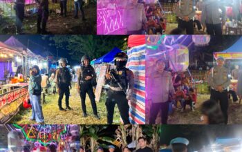 Pastikan Warga Nyaman, Polres Sinjai Amankan Pasar Malam dan Wahana Bermain Anak.