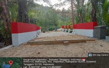 Wajah Baru Jembatan Beton Kaweli Semakin Menawan, Personel Kodim 1413/Buton Terus Sempurnakan Pekerjaan