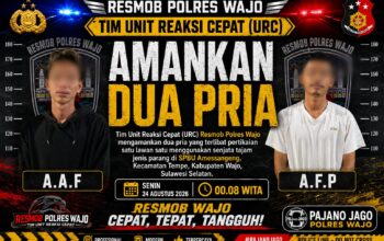 Tim URC Resmob Polres Wajo Amankan Dua Pria Terlibat Duel Parang di SPBU Amessangeng