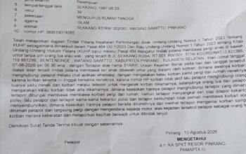 Diduga Korban Pelecehan, Orang Tua Laporkan Di Polres Pinrang Kasus Anak Dibawa Kabur 