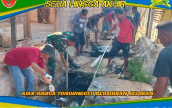 Ciptakan Lingkungan Bersih dan Sehat, Babinsa Koramil 1417-11/Poasia Ajak Warga Tondonggeu Bersihkan Selokan