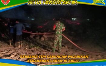 Aksi Cepat Malam Hari, Babinsa Koramil 1417-11/Poasia Bersama Tim Gabungan Padamkan Kebakaran Lahan di Abeli