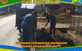 Tingkatkan Kebersihan Lingkungan, Babinsa Poasia Bersama Pemerintah Kelurahan Nambo Gelar Karya Bakti