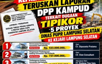 Dugaan Korupsi 5 Proyek Dinas PUPR Lampung Selatan 2024, KEJATI Lampung Teruskan Laporan DPP KAMPUD Ke KEJARI